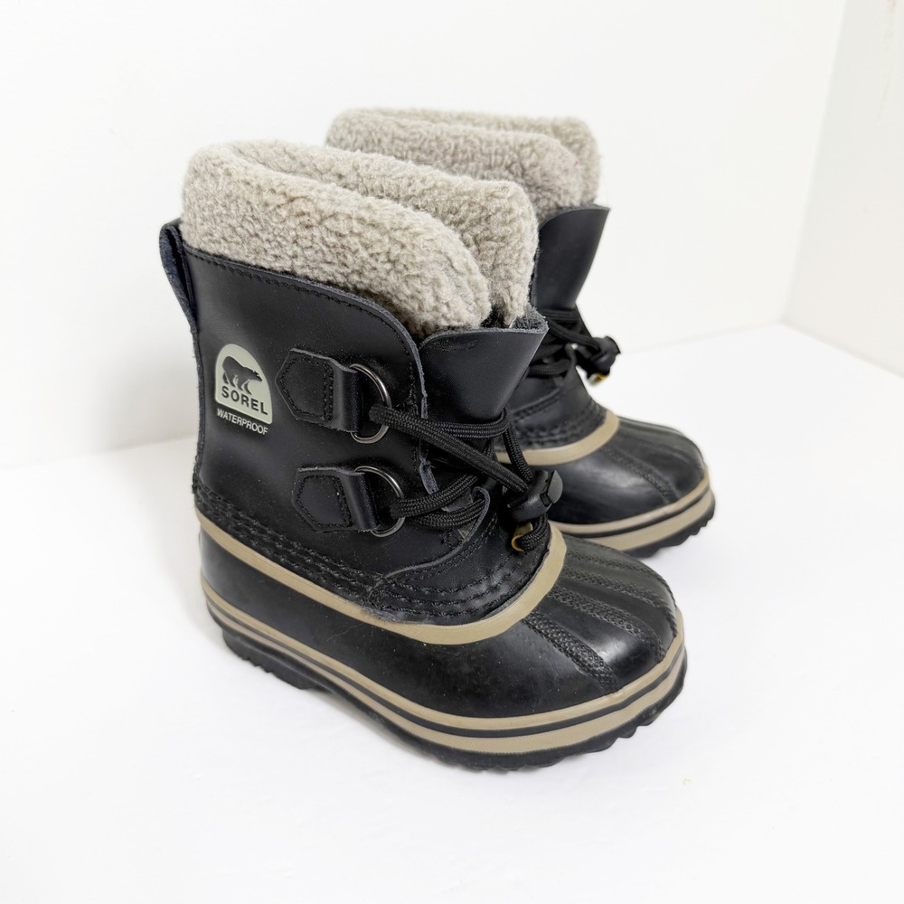 Sorel Yoot Pac TP Snow Boots Kids Size 9 Black Waterproof Insulated Winter Shoes